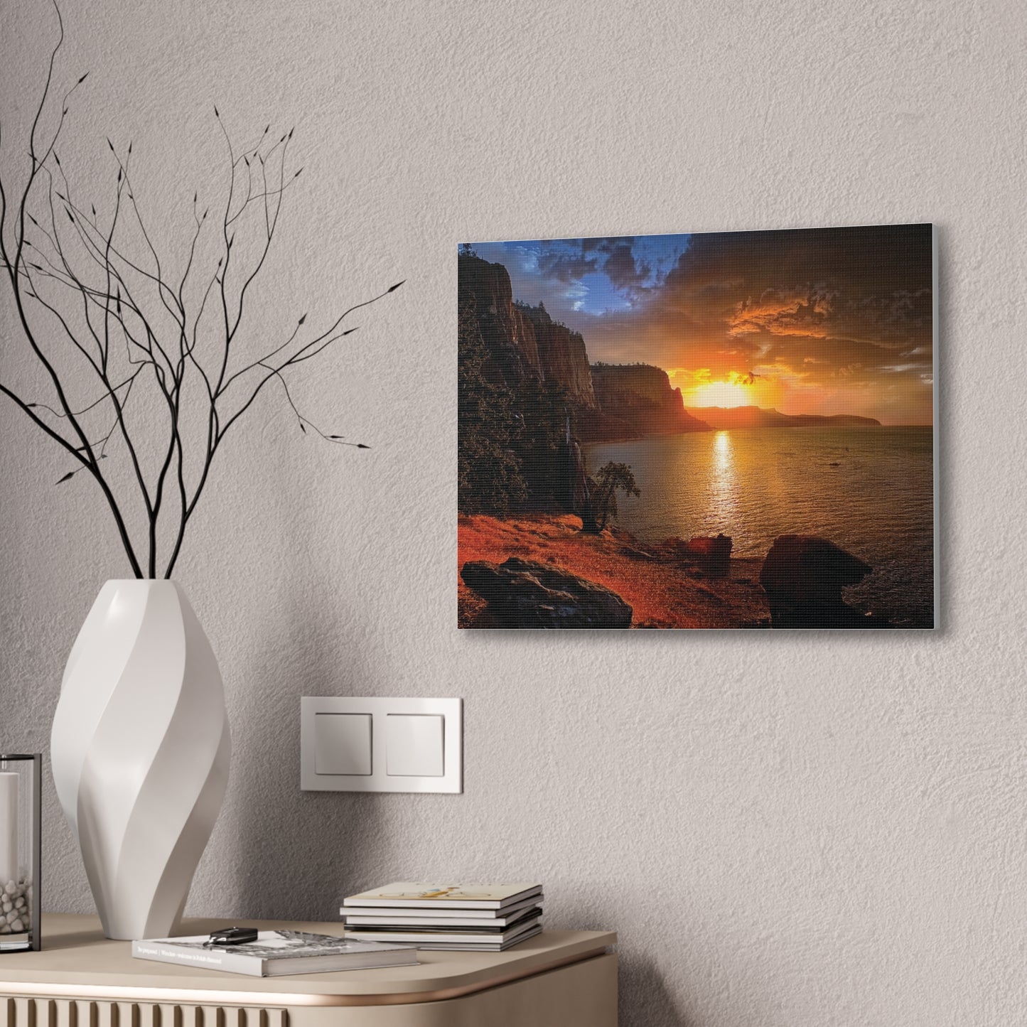 Sunset Canvas Print, Nature Wall Art, Scenic Home Décor, Gift for Nature Lovers, Coastal Landscape Decoration