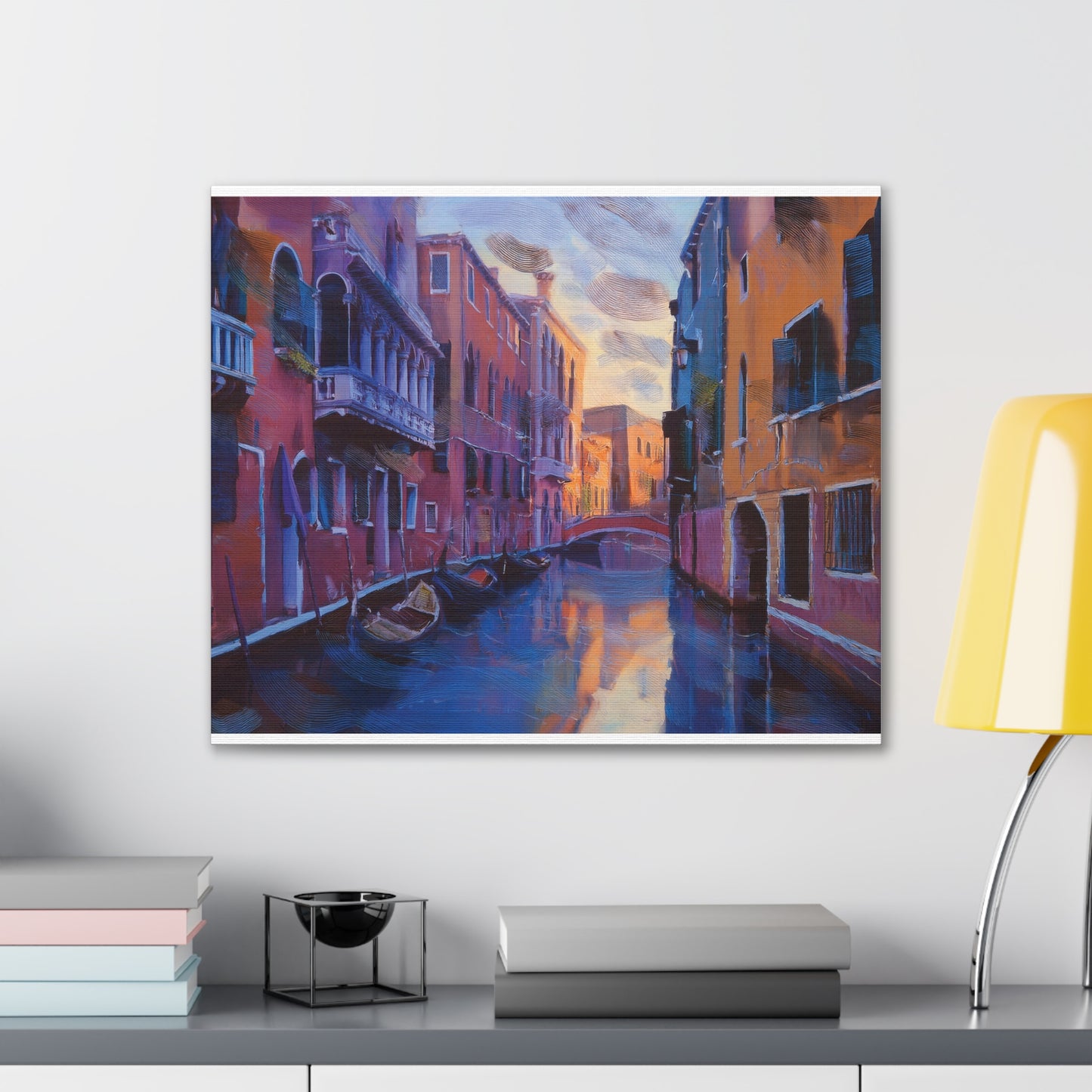 Vibrant Canvas Wall Art, Stretched Art Print, Home Decor, Venetian Landscape, Colorful Artwork, Gift for Art Lovers