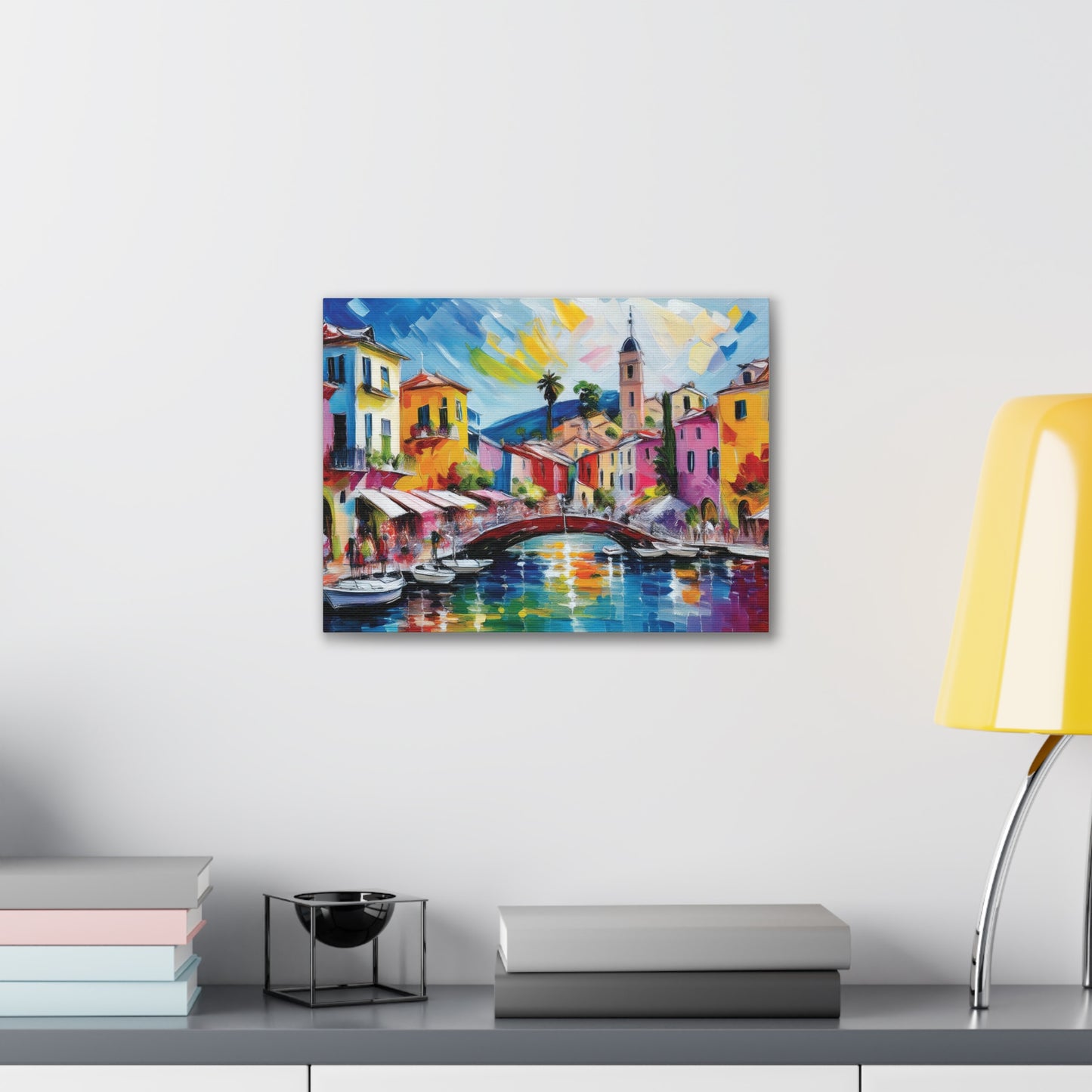 Vibrant Canvas Art, Colorful Wall Decor, Modern Artwork for Home, Italian Landscape Painting, Gift for Art Lovers