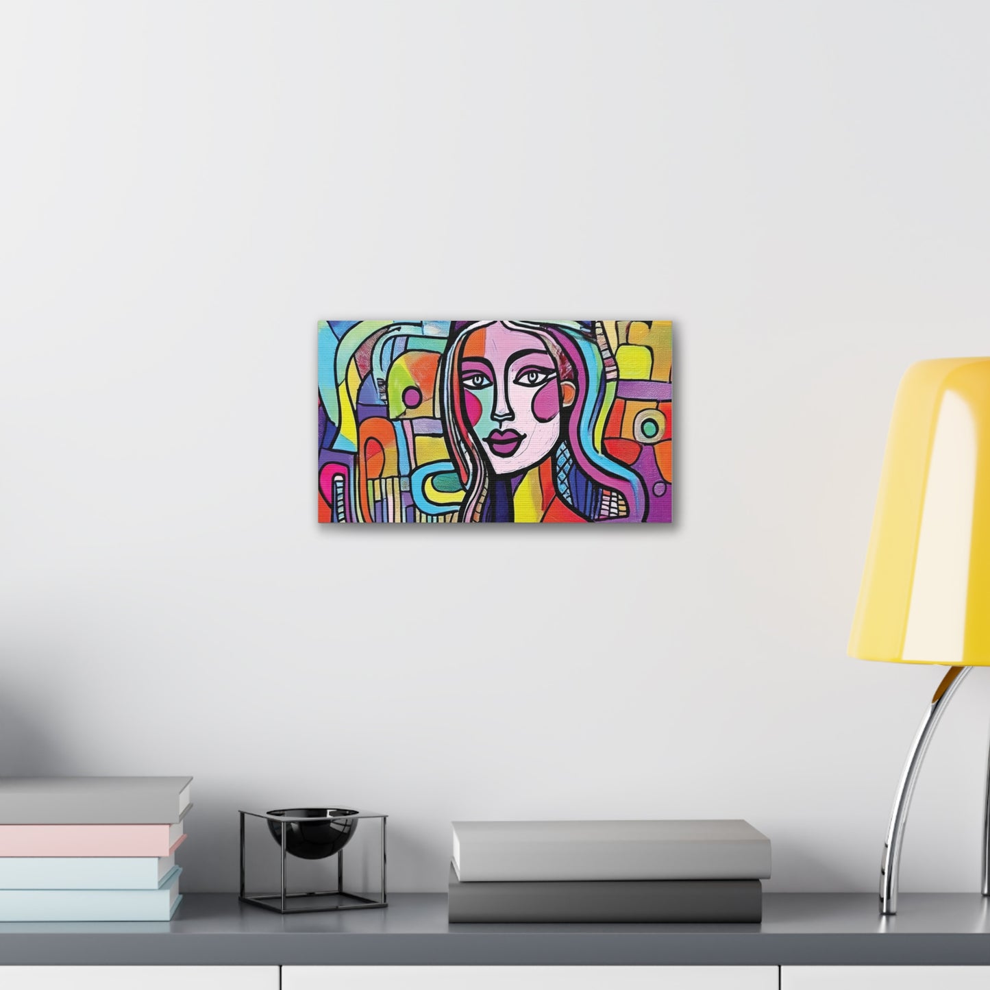 Colorful Canvas Art Print, Abstract Portrait Decor, Wall Art for Home, Colorful Wall Hanging, Gift for Art Lovers