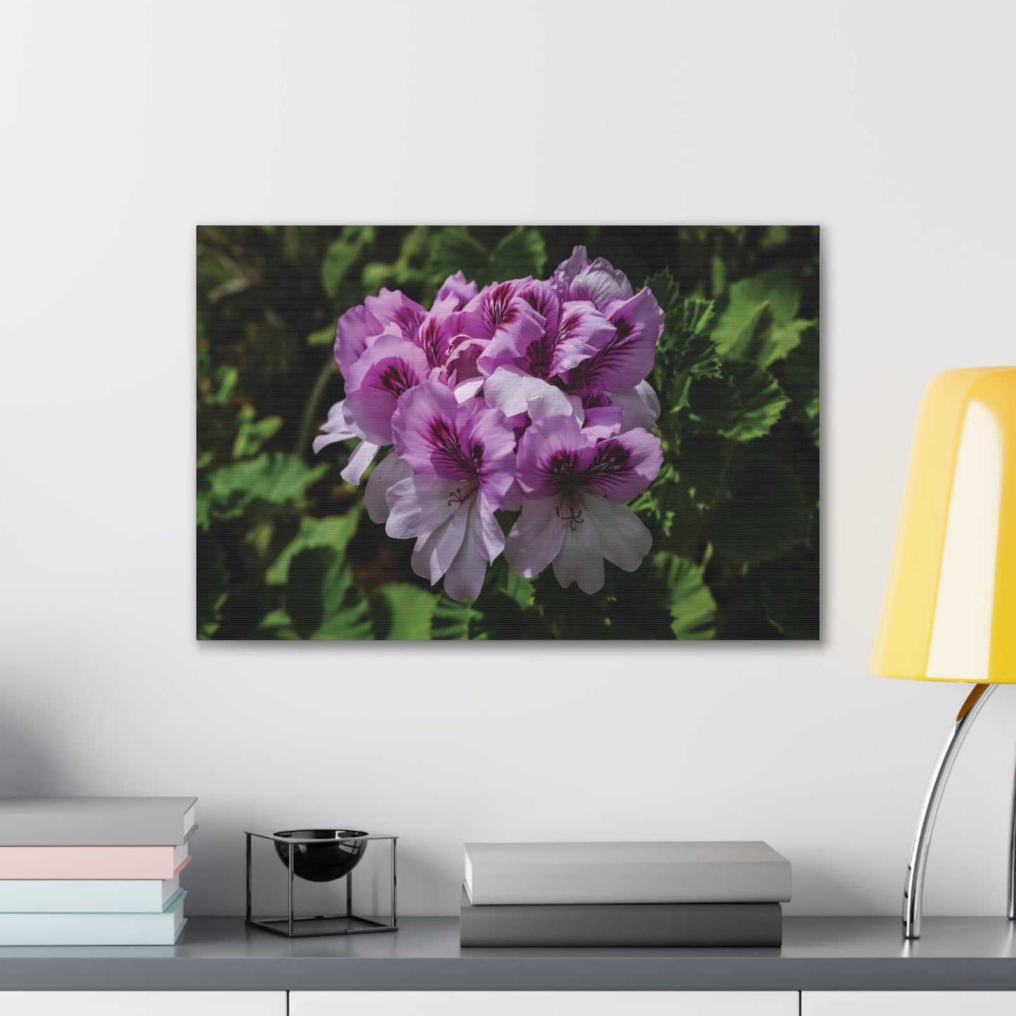 Pink Geranium Floral Canvas Print — Stretched Wall Art
