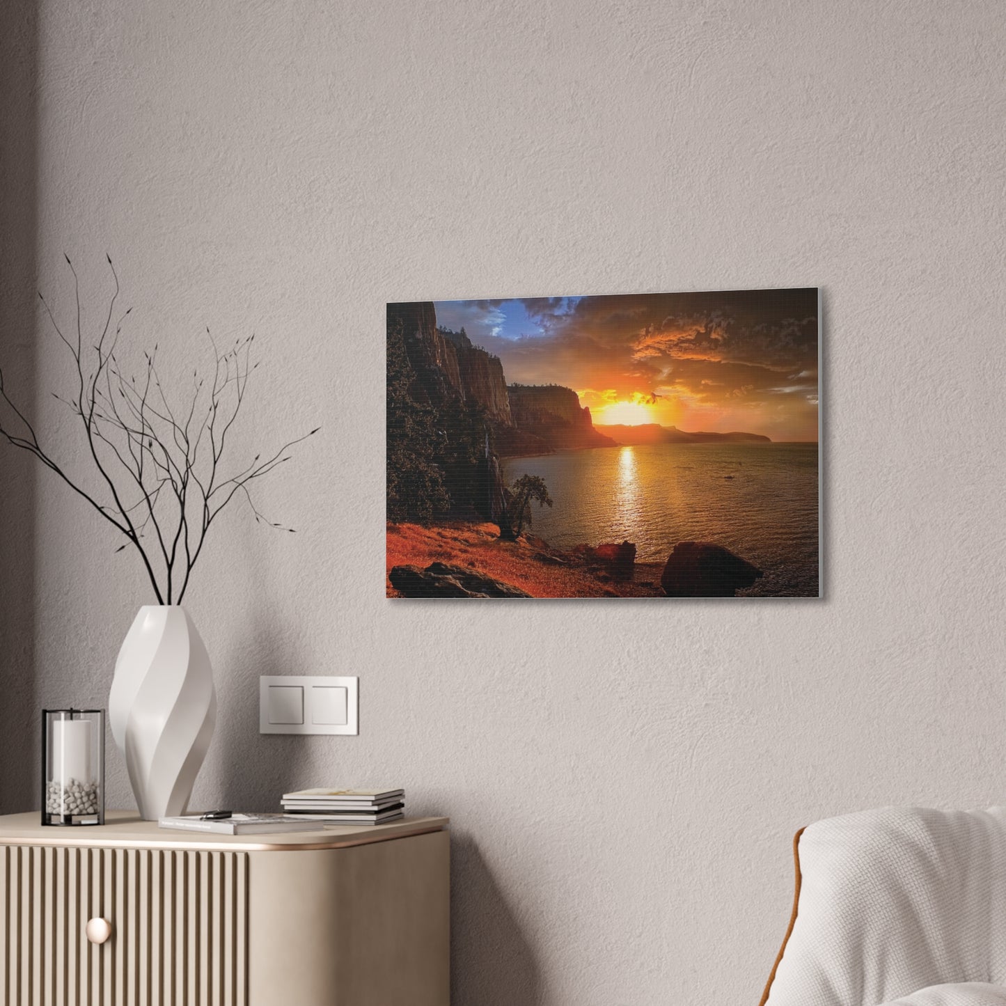 Sunset Canvas Print, Nature Wall Art, Scenic Home Décor, Gift for Nature Lovers, Coastal Landscape Decoration